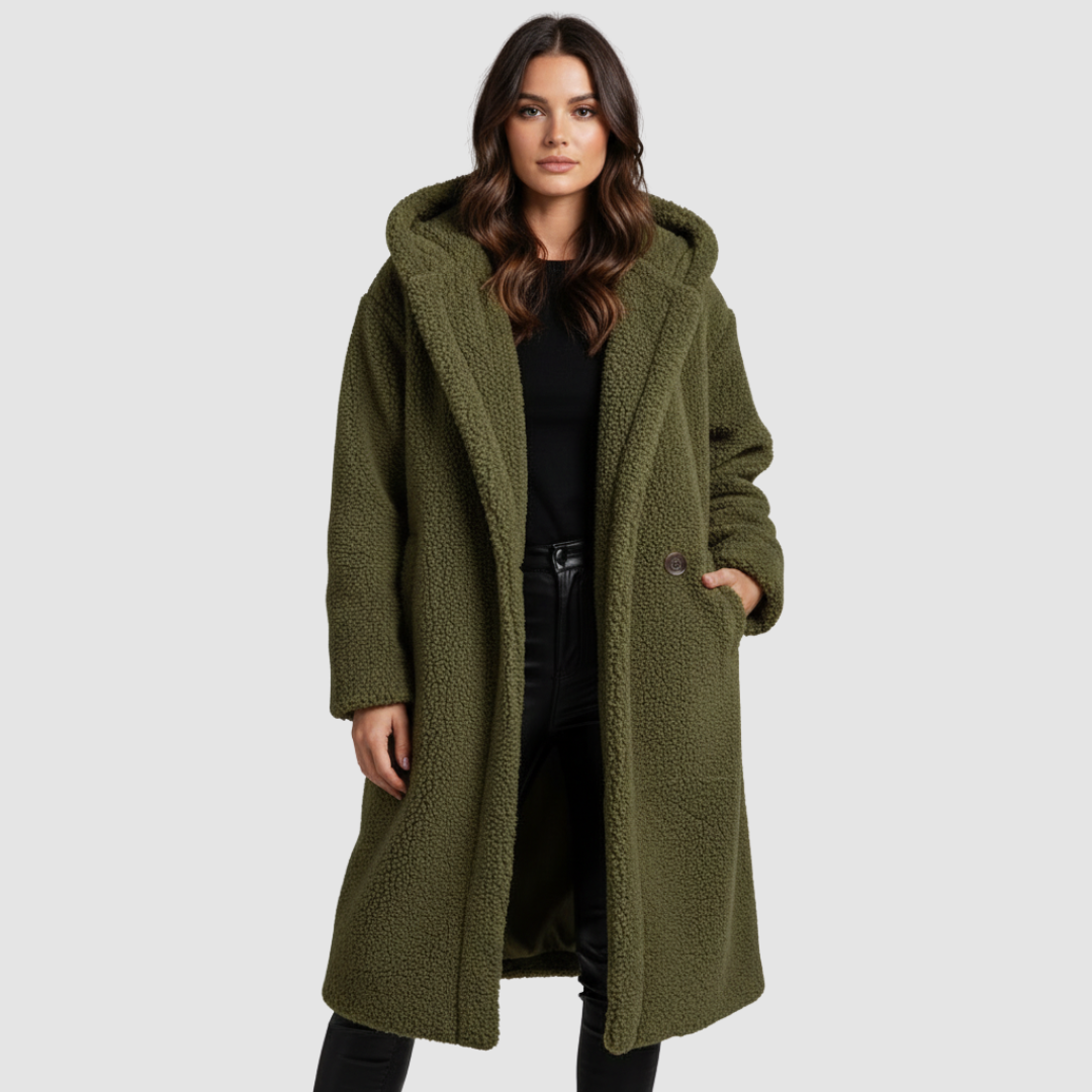 Damen Teddy Mantel mit Kapuze – Bild 2 von 15