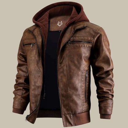 Premium Lederjacke mit Kapuze für Herren – Bild 6 von 6