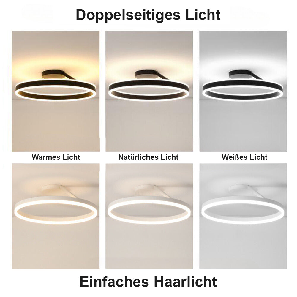 Arisha Deckenleuchte Ring  Modern LED  Schwarz/Weiß Wohnzimmer Flur Metall – Bild 6 von 11