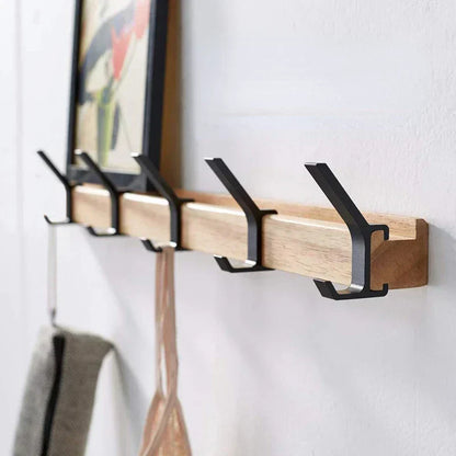 Nordivo Wandgarderobe mit beweglichen Doppelhaken| Skandinavisches Design| Holz & Aluminium| Platzsparend & Modern – Möbel