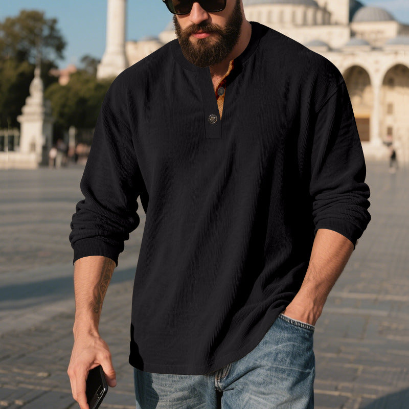 Herren Langarm-Henley-Shirt mit strukturiertem Design – Bild 2 von 11