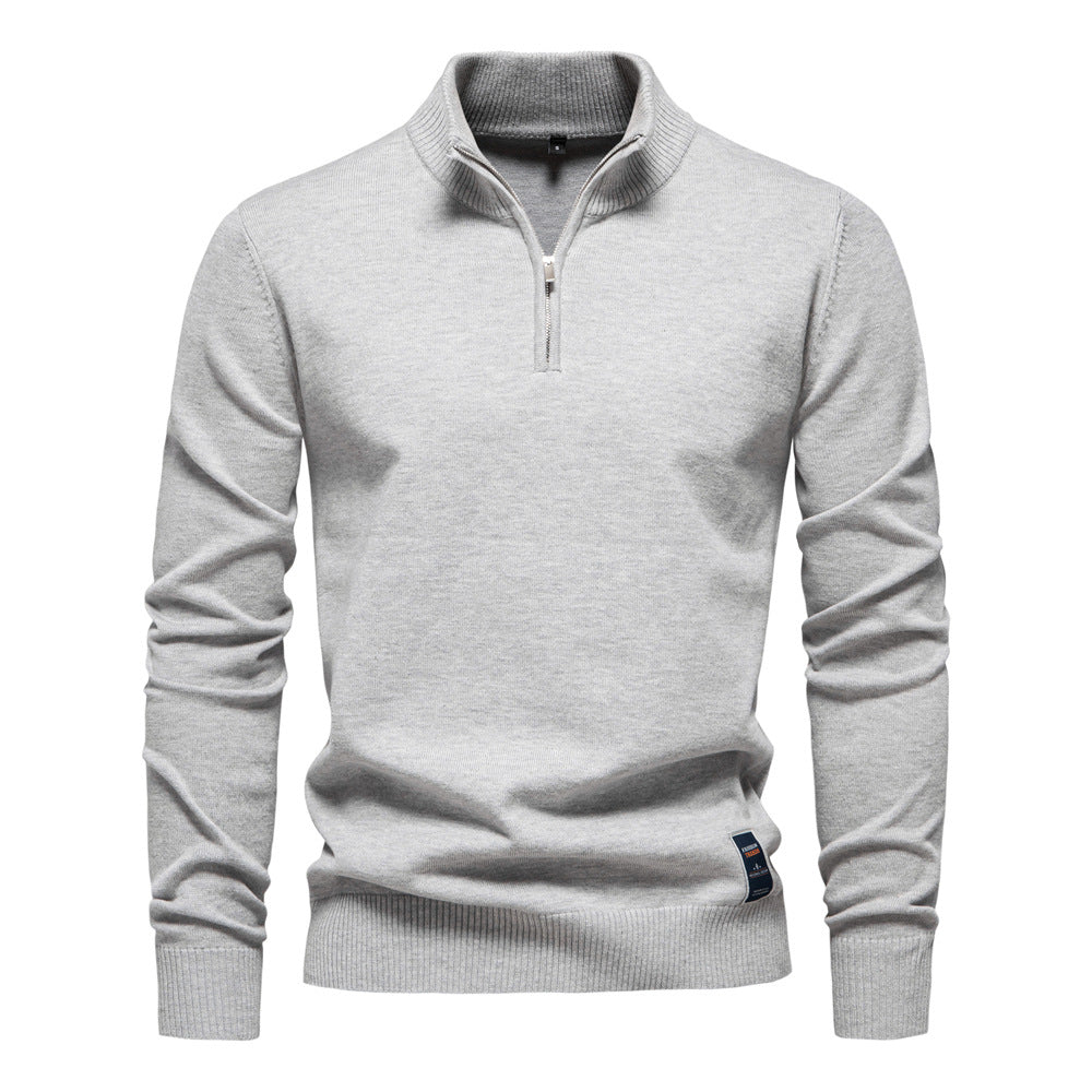 Herren Pullover mit kurzem Reißverschluss und modischem Stehkragen – Bild 7 von 11