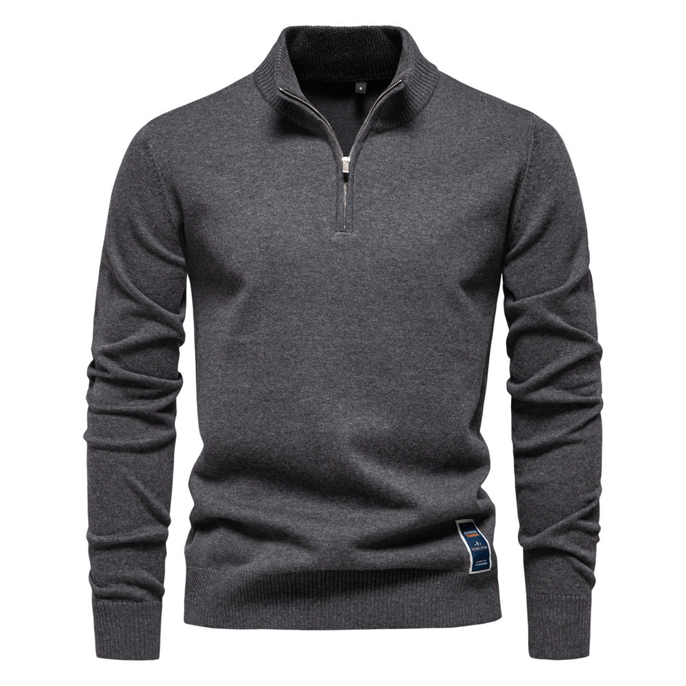Herren Pullover mit kurzem Reißverschluss und modischem Stehkragen – Bild 10 von 11