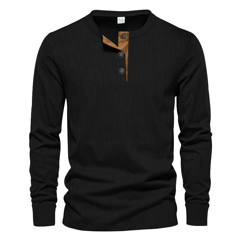 Herren Langarm-Henley-Shirt mit strukturiertem Design – Bild 11 von 11