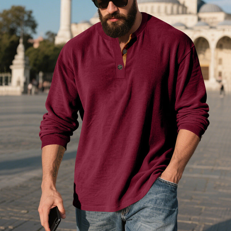 Herren Langarm-Henley-Shirt mit strukturiertem Design – Bild 3 von 11