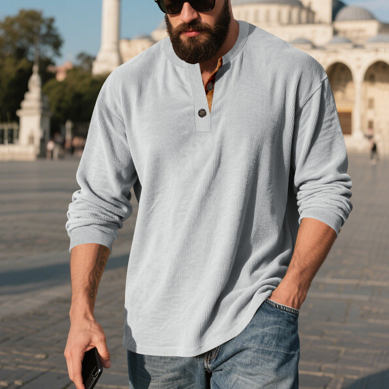 Herren Langarm-Henley-Shirt mit strukturiertem Design – Bild 5 von 11