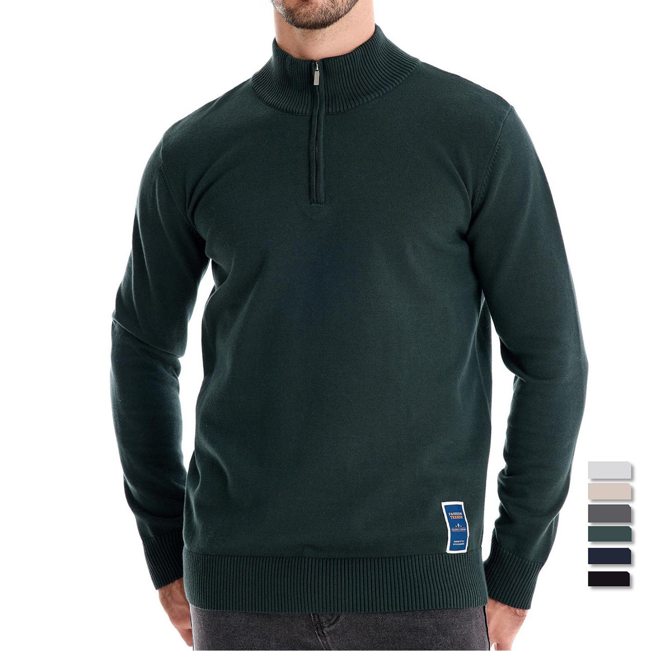 Herren Pullover mit kurzem Reißverschluss und modischem Stehkragen – Bild 2 von 11