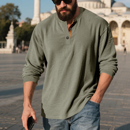 Herren Langarm-Henley-Shirt mit strukturiertem Design – Bild 4 von 11