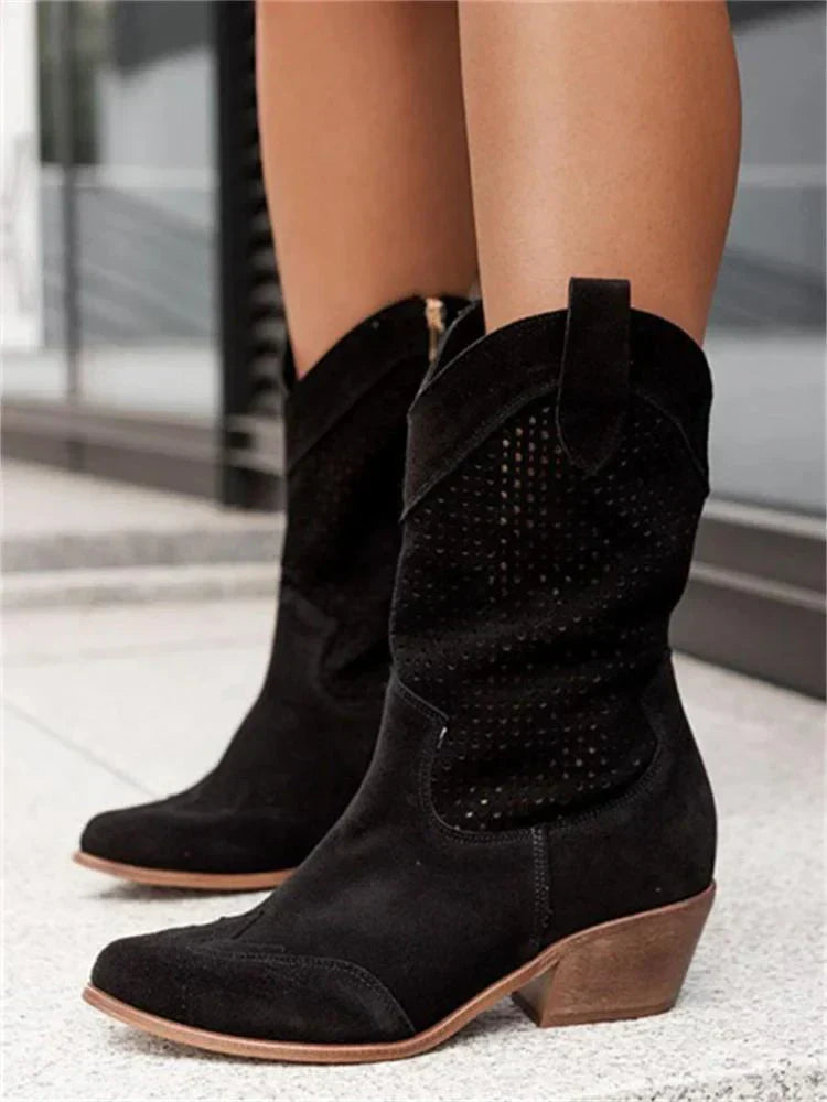 Atmungsaktive Schicke Cowboy-Stiefel mit Reißverschluss – Bild 4 von 6