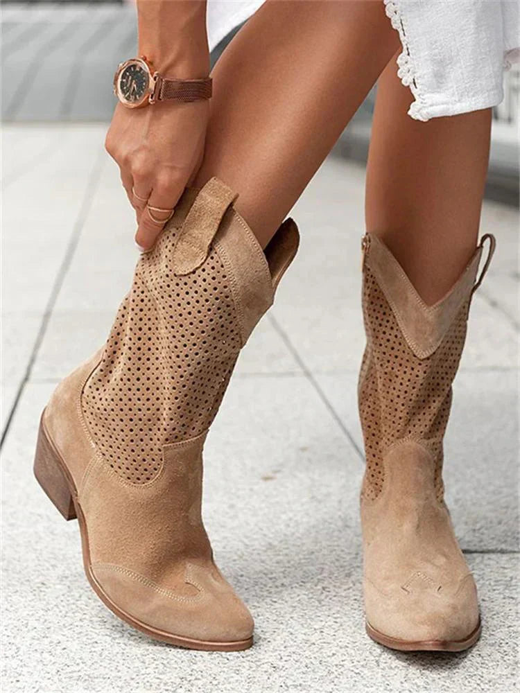 Atmungsaktive Schicke Cowboy-Stiefel mit Reißverschluss – Bild 6 von 6