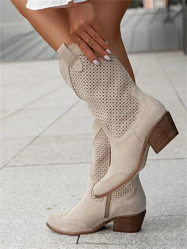 Atmungsaktive Schicke Cowboy-Stiefel mit Reißverschluss – Bild 5 von 6