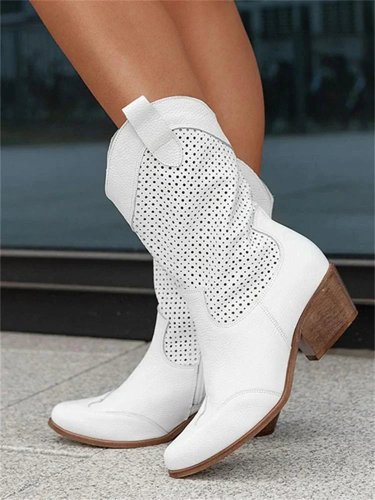 Atmungsaktive Schicke Cowboy-Stiefel mit Reißverschluss – Bild 3 von 6
