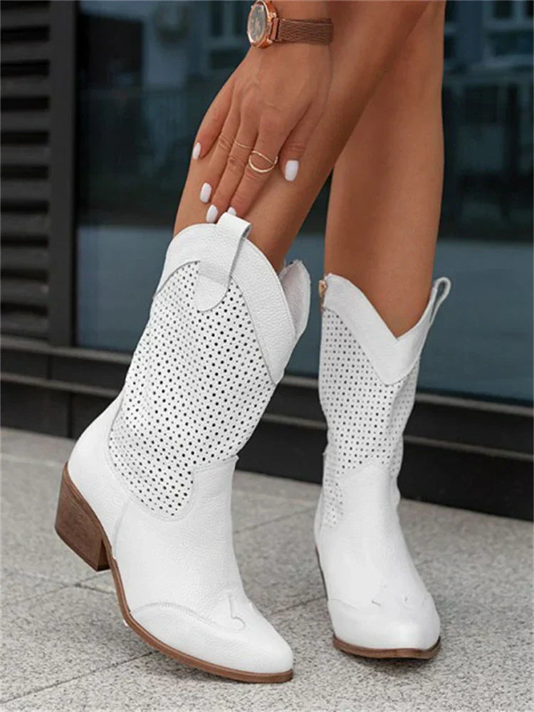 Atmungsaktive Schicke Cowboy-Stiefel mit Reißverschluss – Stiefel