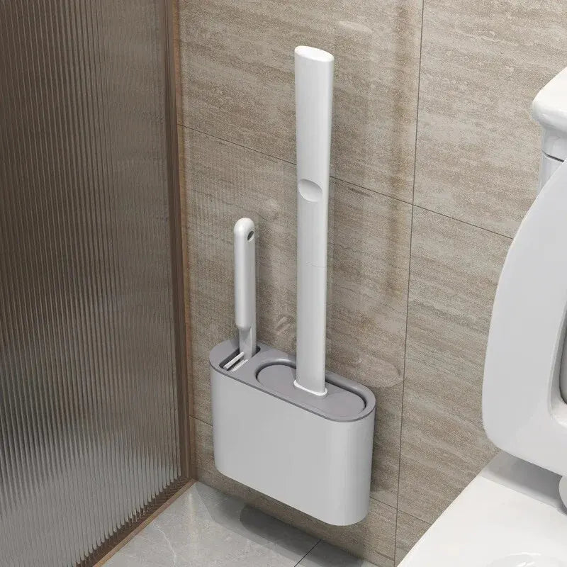 Toilettenbürste HygieBrush DuoClean| 2-in-1 Silikon-WC-Bürstenset mit Wandhalterung| Antibakteriell & platzsparend – Badzubeh