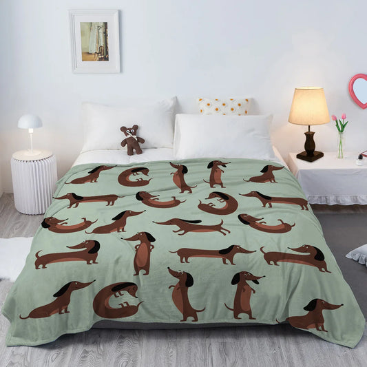 Fleece-Decke DoxiDream| Weiches Flanell| Dackel-Print| Sofa & Bett – Sofa & Sessel