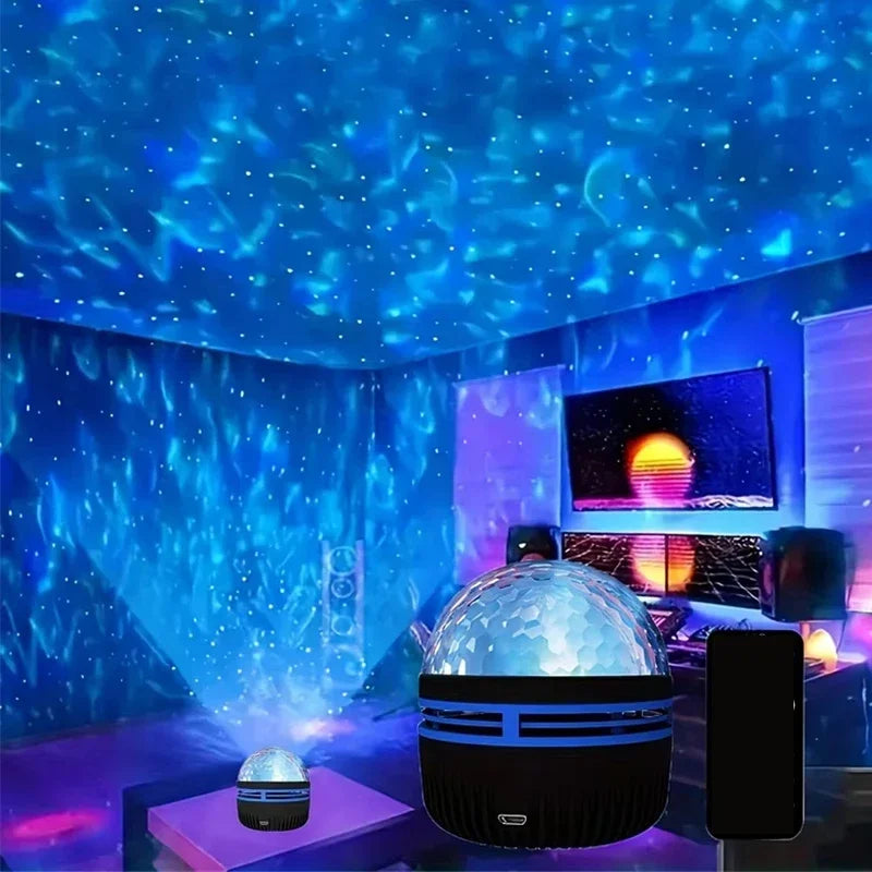Polariva Nordlicht-Projektor| Musik-Synchronisation & Fernbedienung| RGB Stimmungslicht| USB-Ladung| 7,8×7,8×8,7 cm – Stimmun