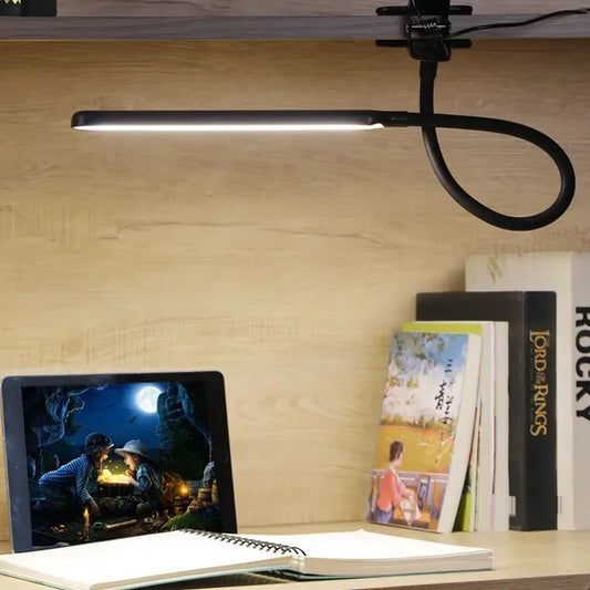 LED-Klemmleuchte LumaFlex| 3 Lichtfarben & 10 Helligkeitsstufen| USB-Betrieb| Flexibler Schwanenhals| Augenfreundlich & Dimmb