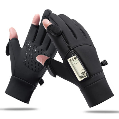 FrostGrip| Winterhandschuhe mit umklappbaren Fingerspitzen| Wasserdicht, Winddicht & Touchscreen-kompatibel| M–XL – Schuhe