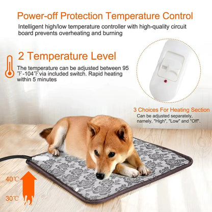 Beheizbare Haustiermatte PawTherm| Temperaturregelung & Timer| Wasserdicht & Sicher| Für Hunde & Katzen – Haustierbedarf