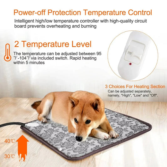 Beheizbare Haustiermatte PawTherm| Temperaturregelung & Timer| Wasserdicht & Sicher| Für Hunde & Katzen – Haustierbedarf