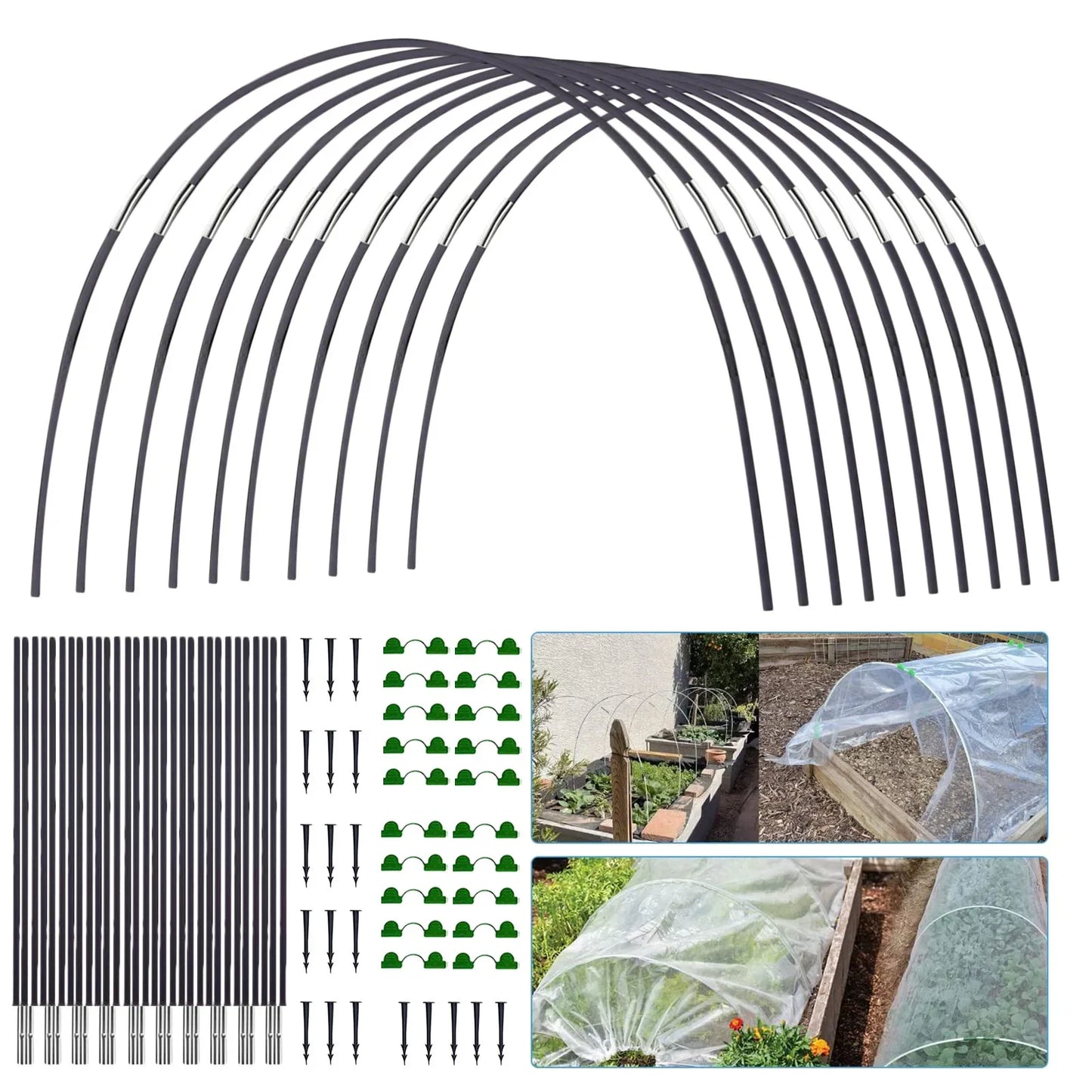 Plantura FlexGrow Gartenbügel-Set aus Fiberglas| DIY Pflanztunnel für Hochbeete & Frühbeet| Rostfrei & Wiederverwendbar| Inkl