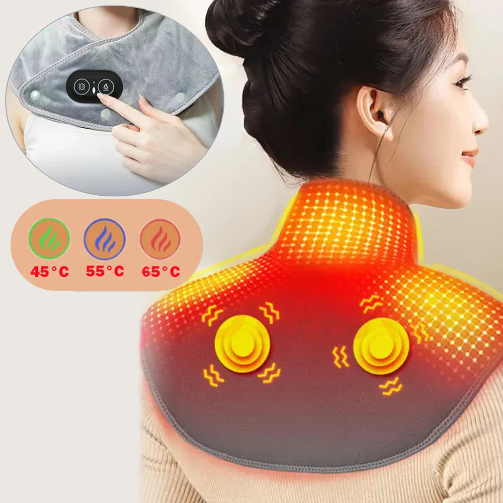 Wärme-Nacken- & Schultermassager ThermoLiva| USB-Heizkissen mit Vibration| 3 Temperaturstufen & Timer| Weicher Plüsch – Kisse