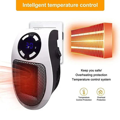 ThermoEase 350W Kompakt-Heizgerät| Wandsteckdosen-Heizung mit Fernbedienung| LED-Display & Timer| 180° Drehstecker – Gesundhe