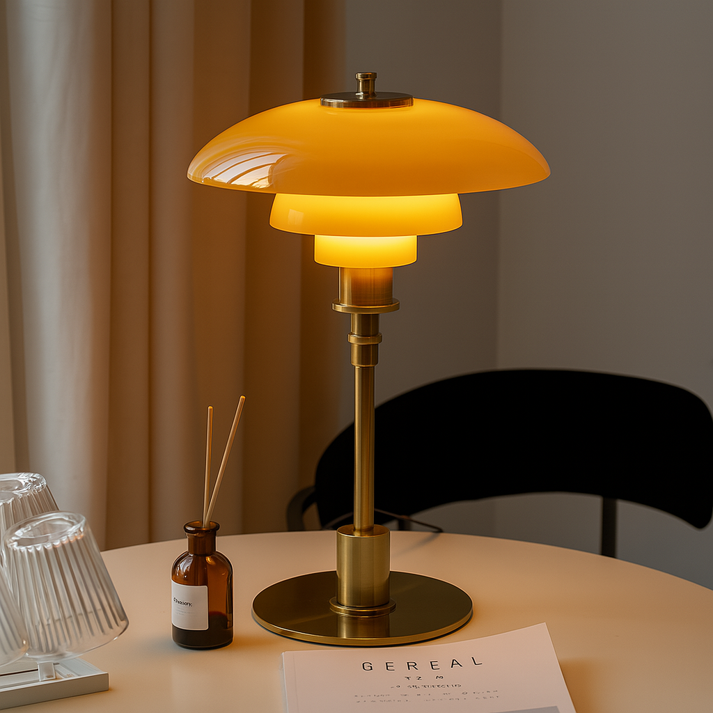 Skandinavische minimalistische Tischlampe | Dimmbare Schlafzimmerleuchte aus Eisen und Glas – Tischleuchte