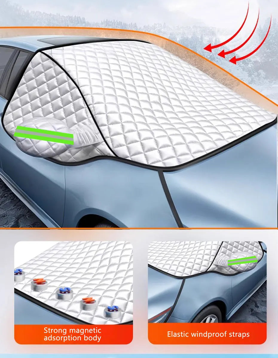 FrostGuard Pro| 5-Schicht Windschutzscheibenabdeckung| Magnetisch & Winddicht| Vollständiger Eisschutz – Autozubehör