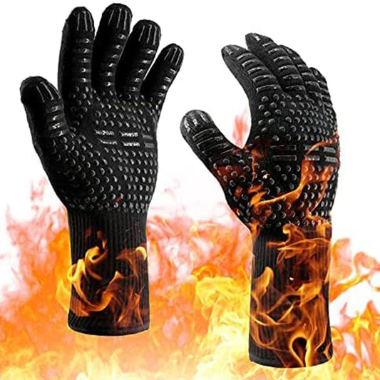 ThermaGrip Hitzebeständiger Grillhandschuh| Silikon & Baumwolle| Rutschfest & feuerfest bis 800 °C| Für Grill, Backofen & BBQ