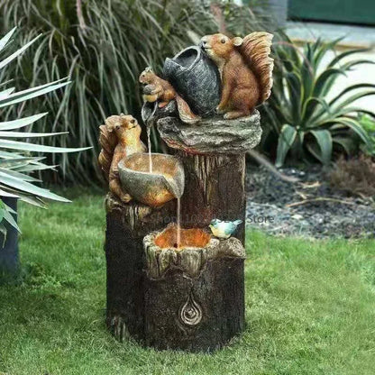 Lunaverde Solar Deko Brunnen Ente & Eichhörnchen – Bild 3 von 8