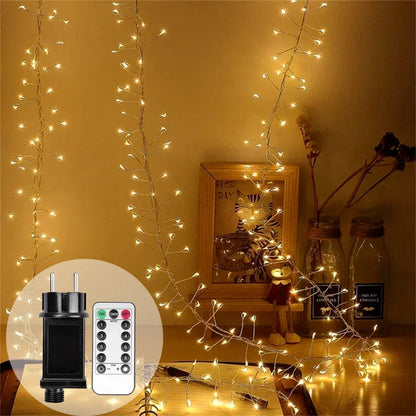 Cluster LED-Lichterkette Lumistra| Warmweiß & Kaltweiß| 36 m Silberdraht| Wasserdicht IP44| Für Weihnachten, Hochzeit & Party