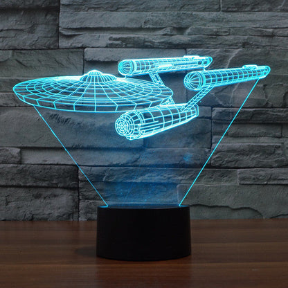 3D Star Trek Illusionslampe| Schwebende Enterprise| Mehrfarbiges LED-Licht| 20 cm Hoch – Stimmungslicht