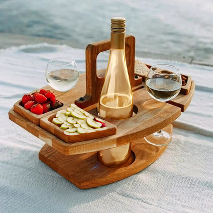Tragbarer Holz-Picknick-Weintisch für Outdoor-Events – Möbel