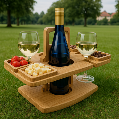 Tragbarer Holz-Picknick-Weintisch für Outdoor-Events – Bild 6 von 10