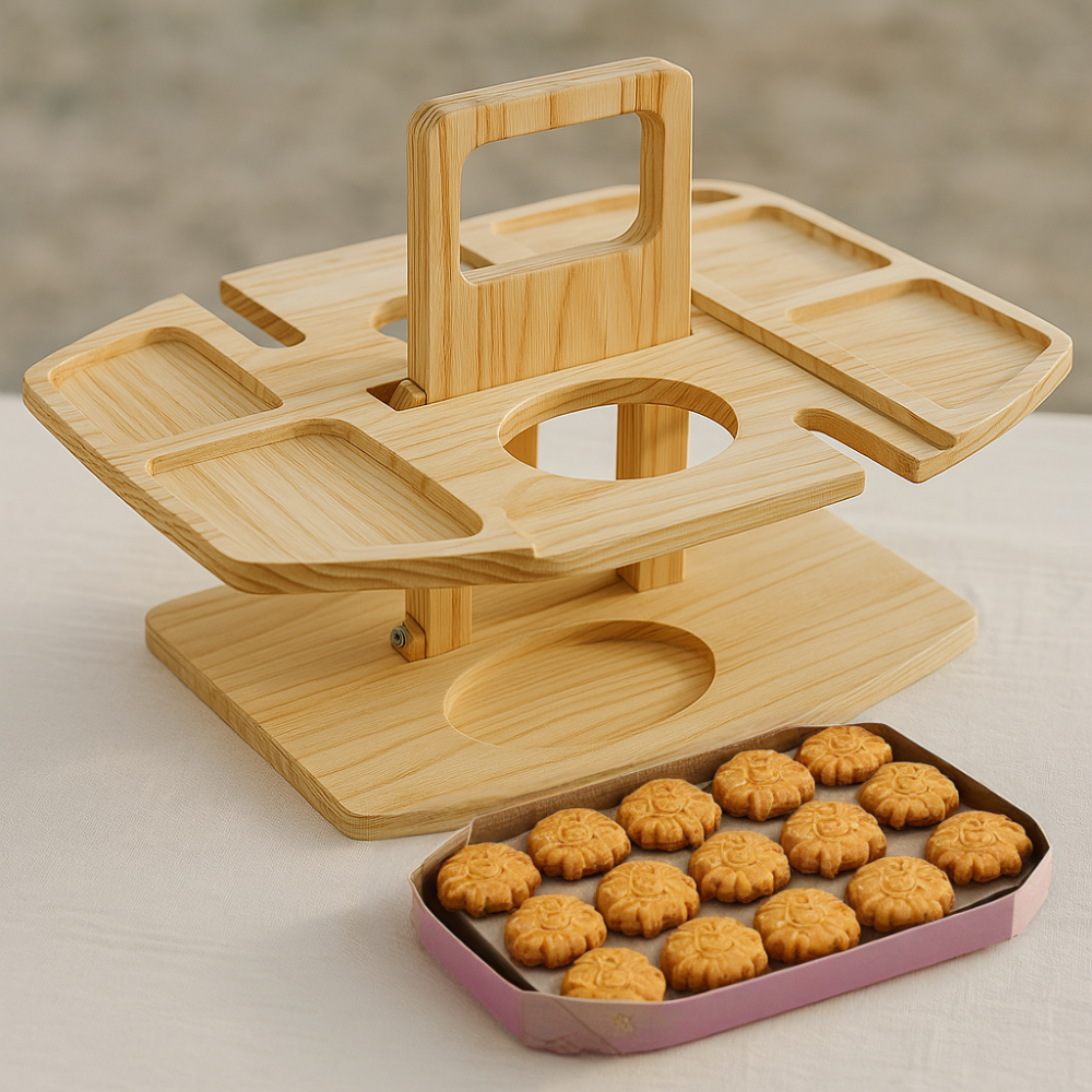 Tragbarer Holz-Picknick-Weintisch für Outdoor-Events – Bild 8 von 10