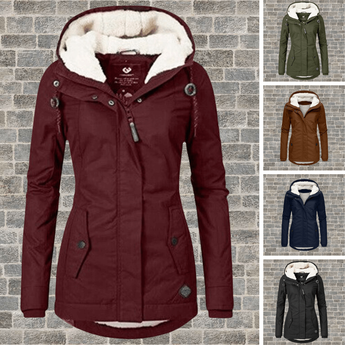 Winterjacke für Damen mit Fellfutter und Plissee-Details – Jacke & Mantel