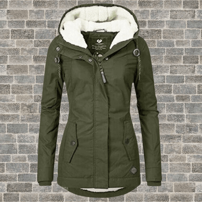 Winterjacke für Damen mit Fellfutter und Plissee-Details – Bild 6 von 7