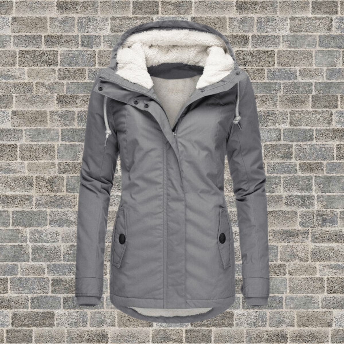 Winterjacke für Damen mit Fellfutter und Plissee-Details – Bild 2 von 7