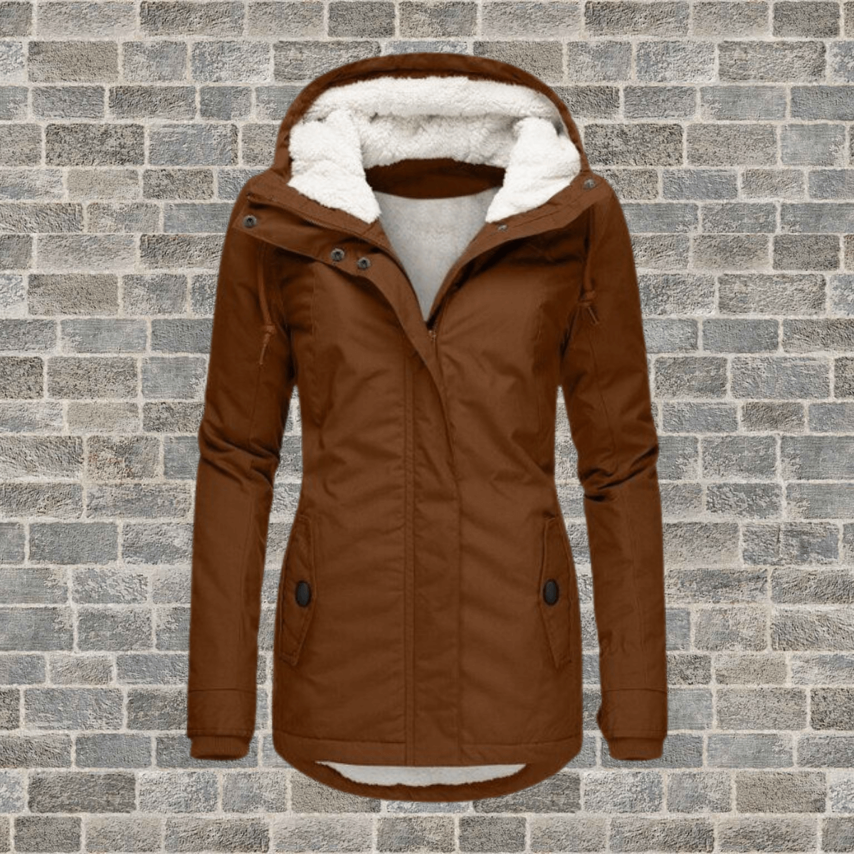 Winterjacke für Damen mit Fellfutter und Plissee-Details – Bild 5 von 7
