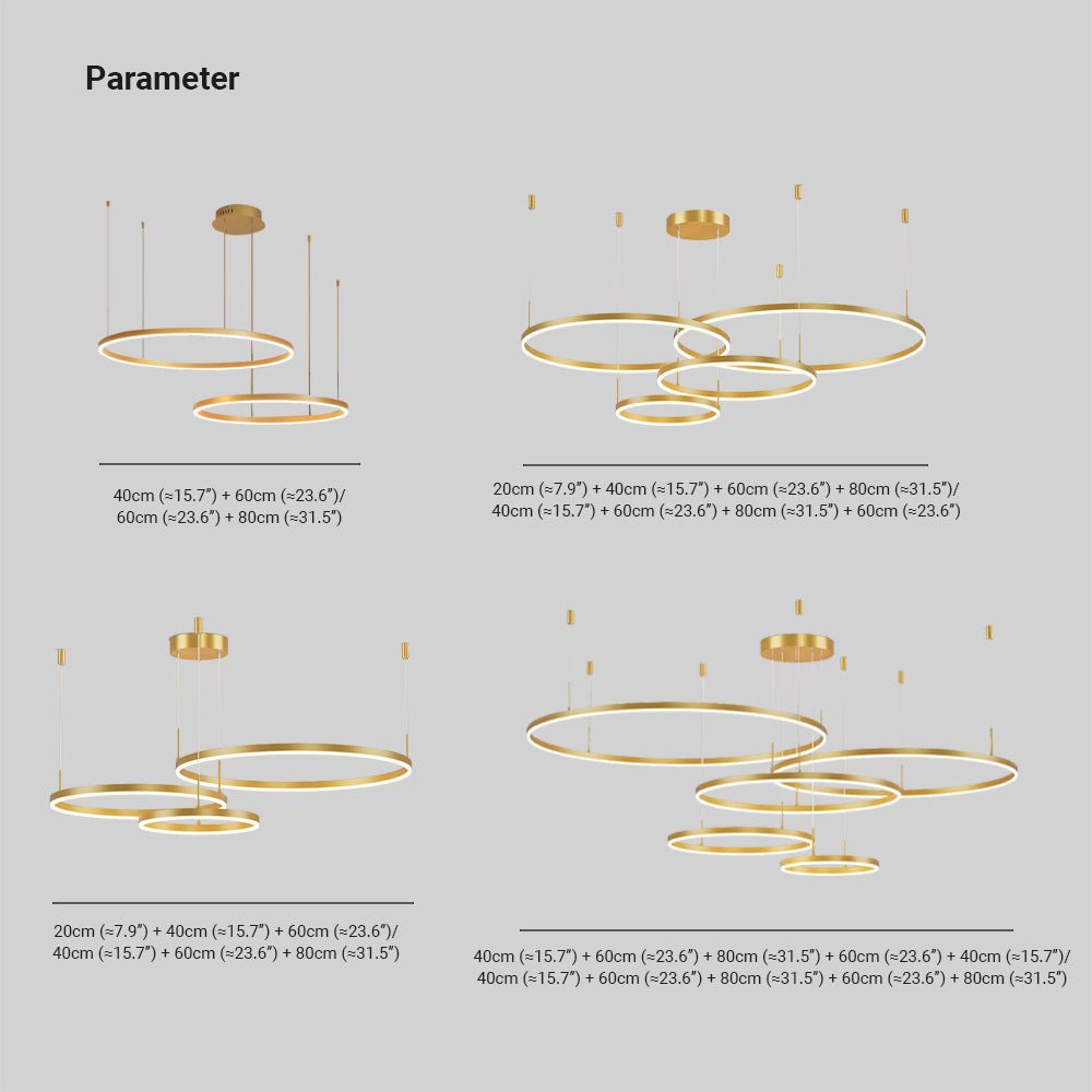 Pendelleuchte Tir-Kreis Ring Moderne Schwarz/Gold/Kaffee Metall Schlafzimmer – Bild 2 von 21