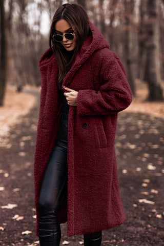 Damen Teddy Mantel mit Kapuze – Bild 13 von 15