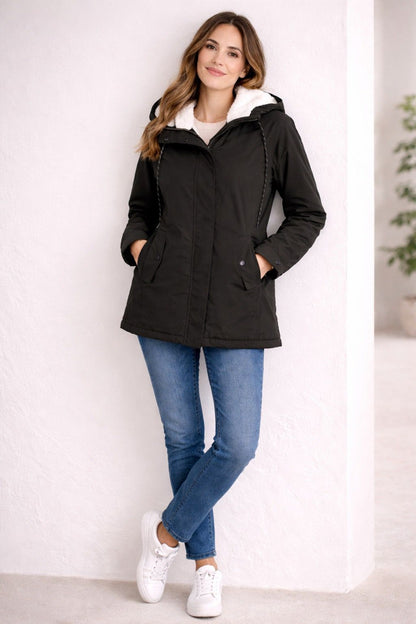 Lange Winterjacke Mit Kapuze & Futter – Bild 5 von 8