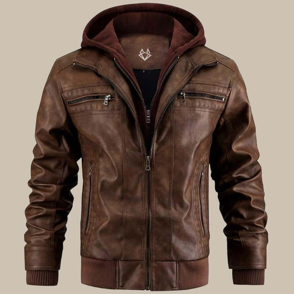 Premium Lederjacke mit Kapuze für Herren – Bild 2 von 6