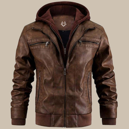 Premium Lederjacke mit Kapuze für Herren – Bild 2 von 6