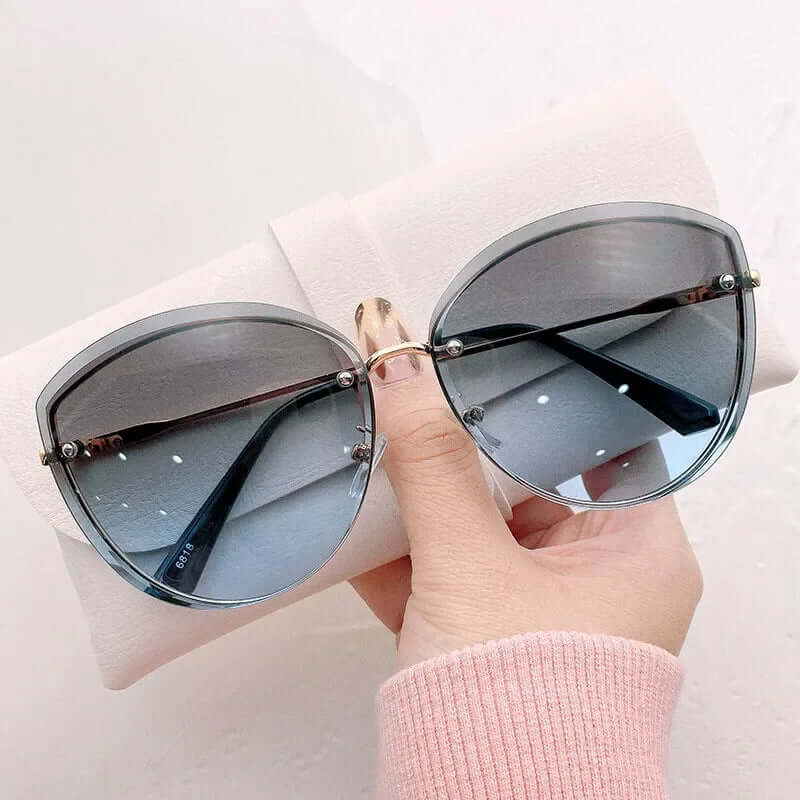 Sonnenbrille Damen, Randlose Katzenaugenform UV400 – Bild 12 von 15