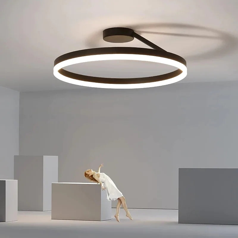Arisha Deckenleuchte Ring  Modern LED  Schwarz/Weiß Wohnzimmer Flur Metall – Bild 8 von 11