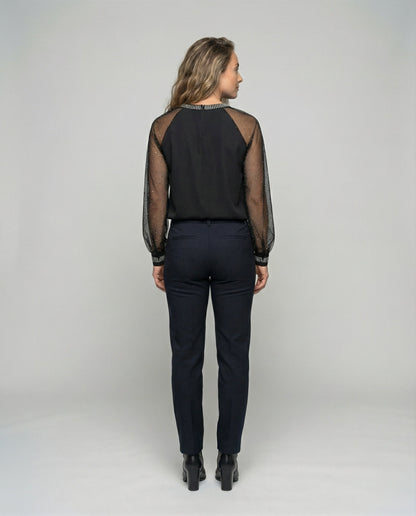 Damen Elegantes Mesh-Top mit Pailletten & Transparenten Ärmeln – Bild 3 von 4