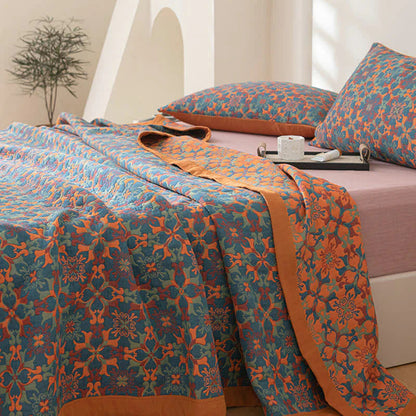 Blau Gemusterter Sechs-Lagen Baumwoll-Quilt – TerraLoom Komfortdecke 3