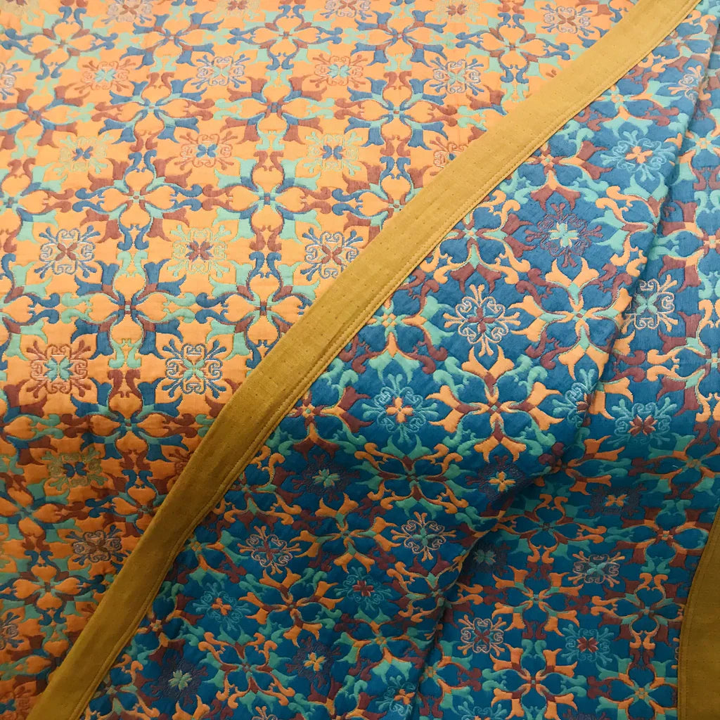 Blau Gemusterter Sechs-Lagen Baumwoll-Quilt – TerraLoom Komfortdecke 7